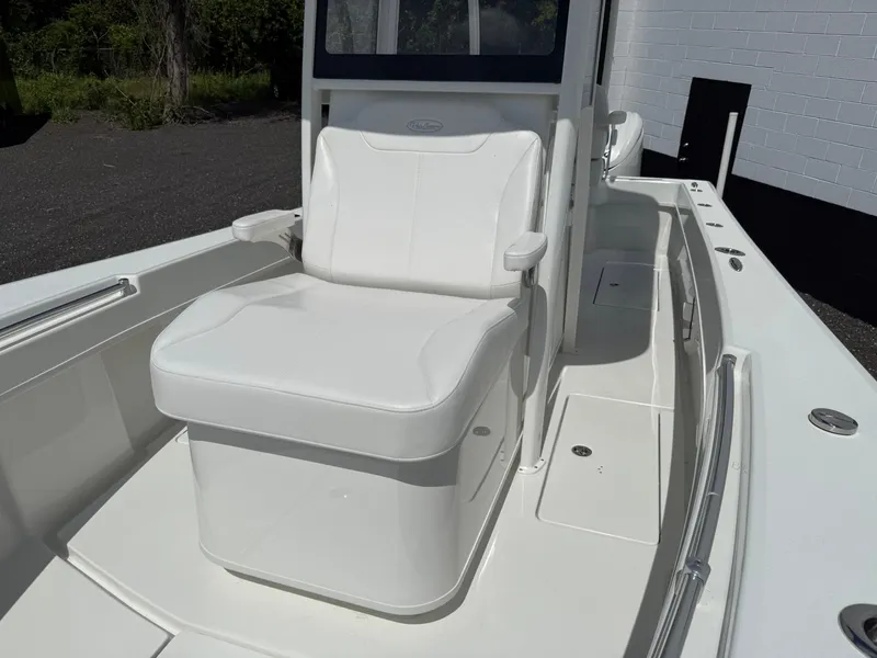 Slide: The Image of White seating on a 2026 Pair Customs 28 boat, featuring sleek design and spacious deck. - 12