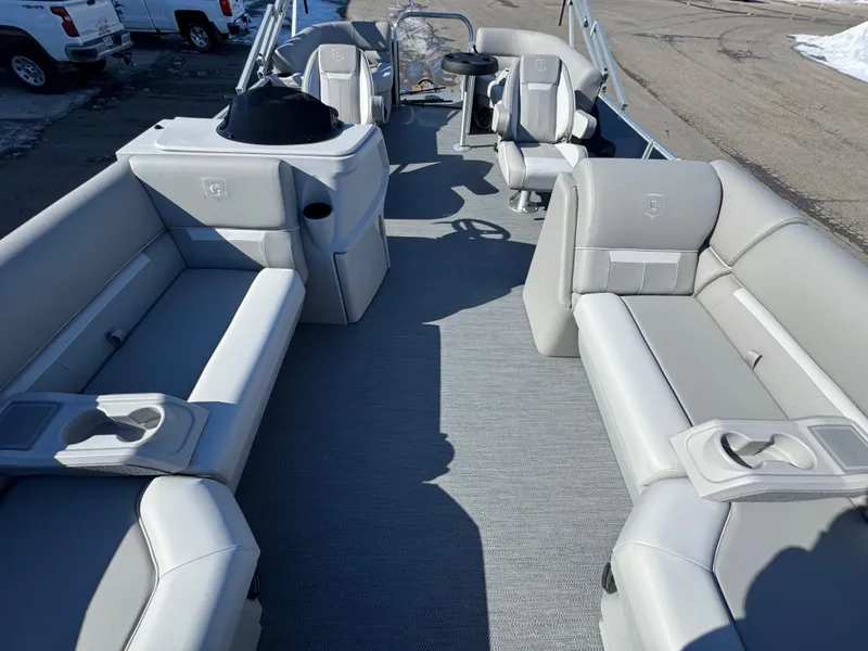Slide: The Image of 2025 Xperience 2286 SBX boat interior with spacious seating and modern design. - 8