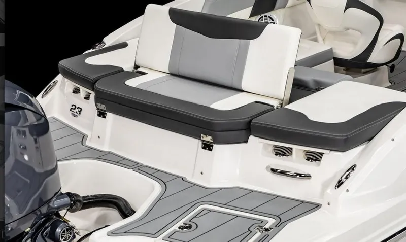 Slide: The Image of 2025 Chaparral 23 SSi OB boat, featuring sleek seating and modern design elements. - 7
