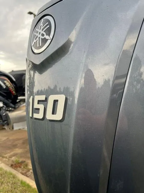 Slide: The Image of Close-up of a Yamaha 150 outboard motor on a 2025 Veranda VF22F2 Deluxe boat. - 5