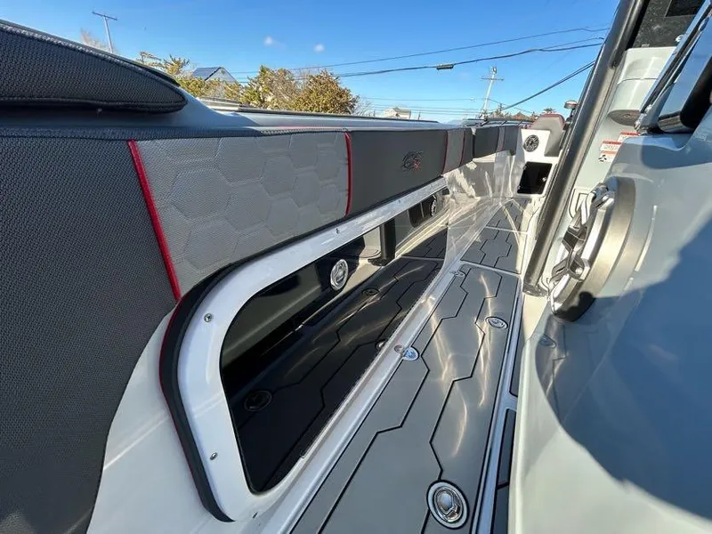 Slide: The Image of 2024 Glasstream 32 GSX boat interior with sleek design and modern detailing. - 18