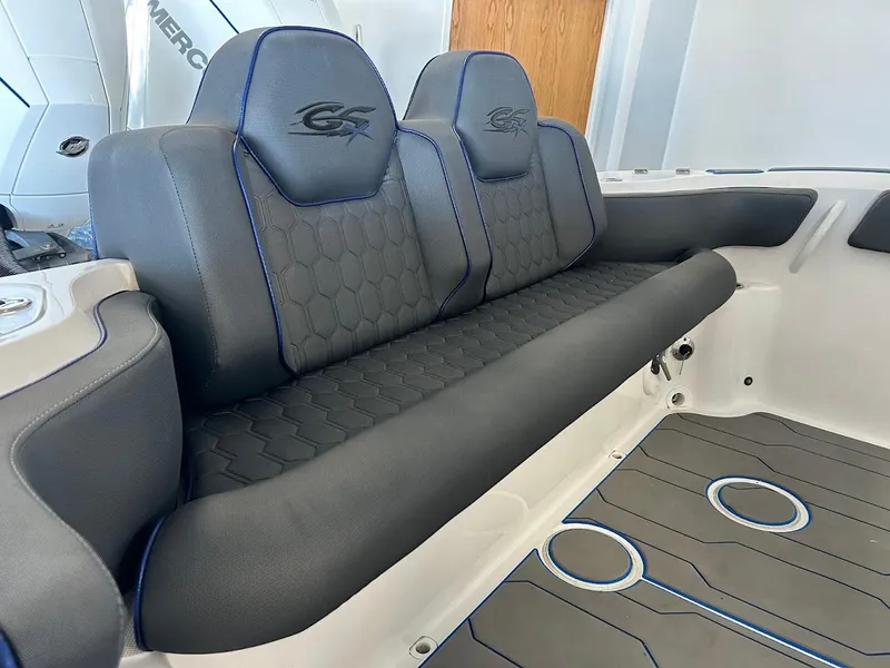 Slide: The Image of 2024 Glasstream 28 GSX Pro boat interior with stylish seating and modern design. - 10
