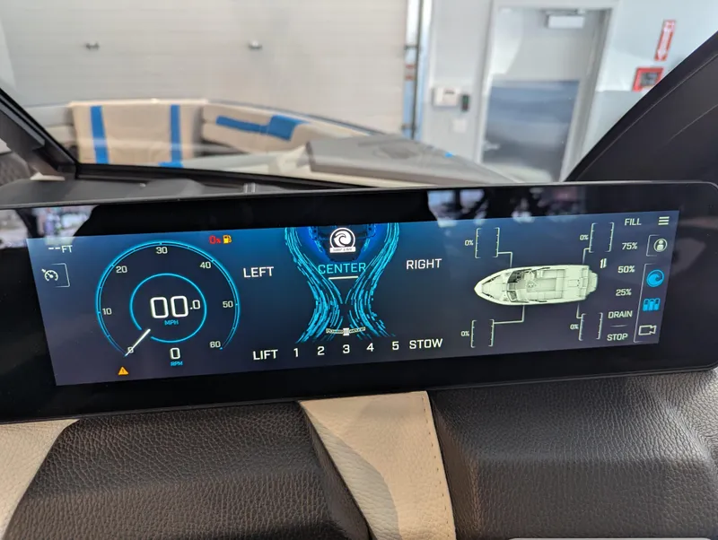 Slide: The Image of Dashboard display of 2025 Malibu Wakesetter 25 LSV, showing speed and control settings. - 20