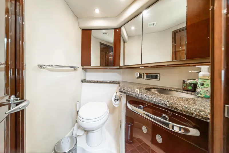 Slide: The Image of Luxurious bathroom in 2008 Sea Ray 58 Sedan Bridge yacht with modern amenities. - 37