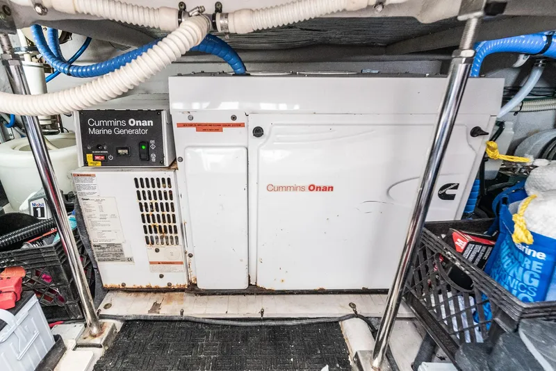 Slide: The Image of Cummins Onan marine generator in 2008 Sea Ray 58 Sedan Bridge engine room. - 45
