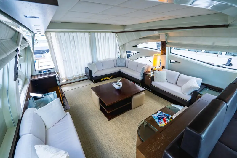 Slide: The Image of Luxurious interior of 2010 Azimut 86S yacht with elegant seating and modern decor. - 8
