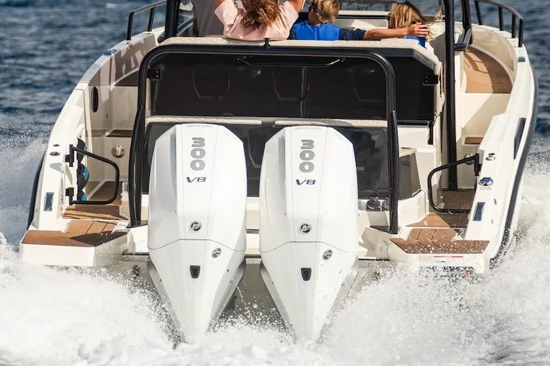 Slide: The Image of Helm of 2025 Navan S30 boat with advanced navigation controls and display. - 22