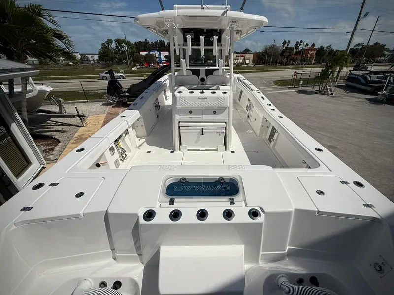 Slide: The Image of 2025 Caymas 34 CT boat interior with spacious deck and modern design. - 3