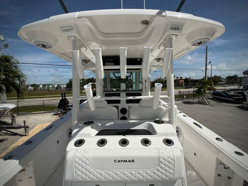 Slide: The Image of 2025 Caymas 34 CT boat, featuring a sleek design and advanced fishing amenities. - 6