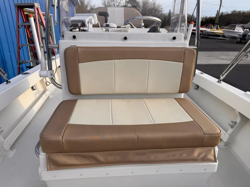 Slide: The Image of 2017 Parker 1801 Center Console boat with tan and cream seating. - 10