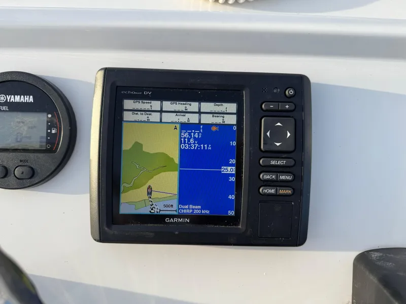 Slide: The Image of Garmin GPS display on 2017 Parker 1801 Center Console boat dashboard. - 31