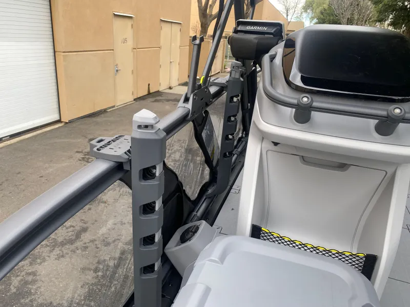 Slide: The Image of 2025 Sea-Doo Switch Fish 18 boat interior with storage and equipment features. - 18