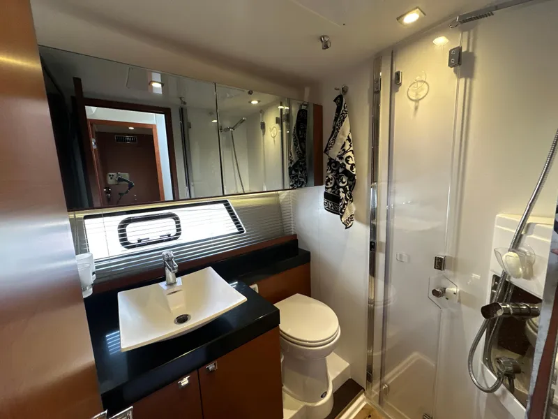 Slide: The Image of Luxurious bathroom in 2015 Prestige 500 S yacht with modern fixtures and elegant design. - 30