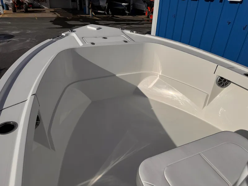 Slide: The Image of 2025 Parker 21 Special Edition boat interior, featuring spacious seating and sleek design. - 24