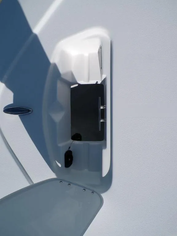 Slide: The Image of 2025 Tidewater 2410 BM boat detail, featuring sleek white design and modern fittings. - 14