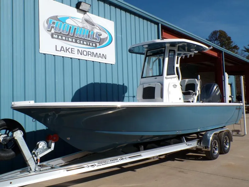 Slide: The Image of 2025 Tidewater 2410 BM boat on trailer at Foothills Marine Center, Lake Norman. - 3