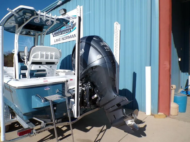 Slide: The Image of 2025 Tidewater 2410 BM boat with Yamaha outboard motor at Lake Norman. - 6