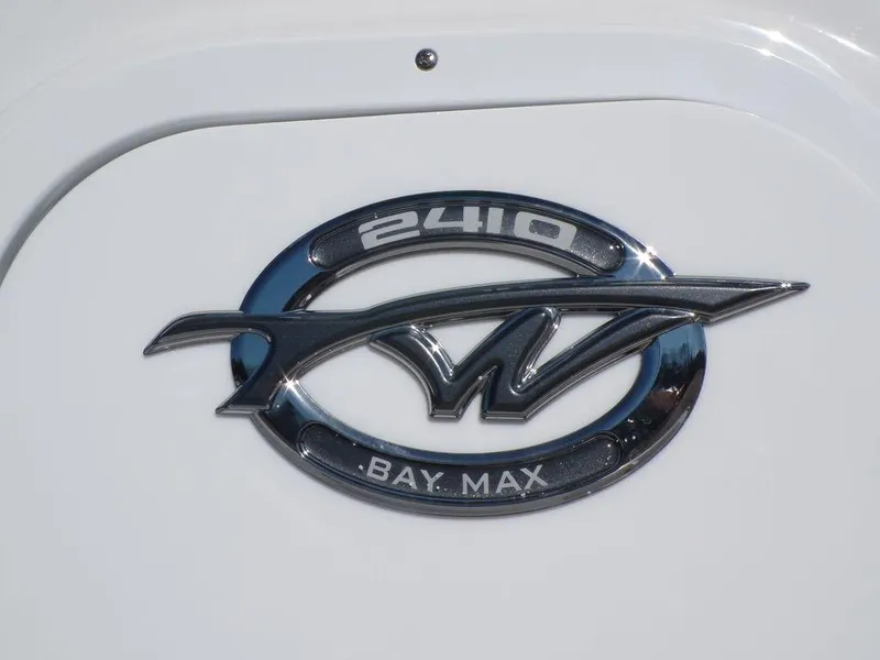 Slide: The Image of Tidewater 2410 Bay Max logo on a 2025 model boat. - 8