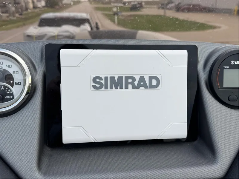 Slide: The Image of Dashboard of 2023 Sylvan L5 DLZ Bar with Simrad display and gauges. - 3