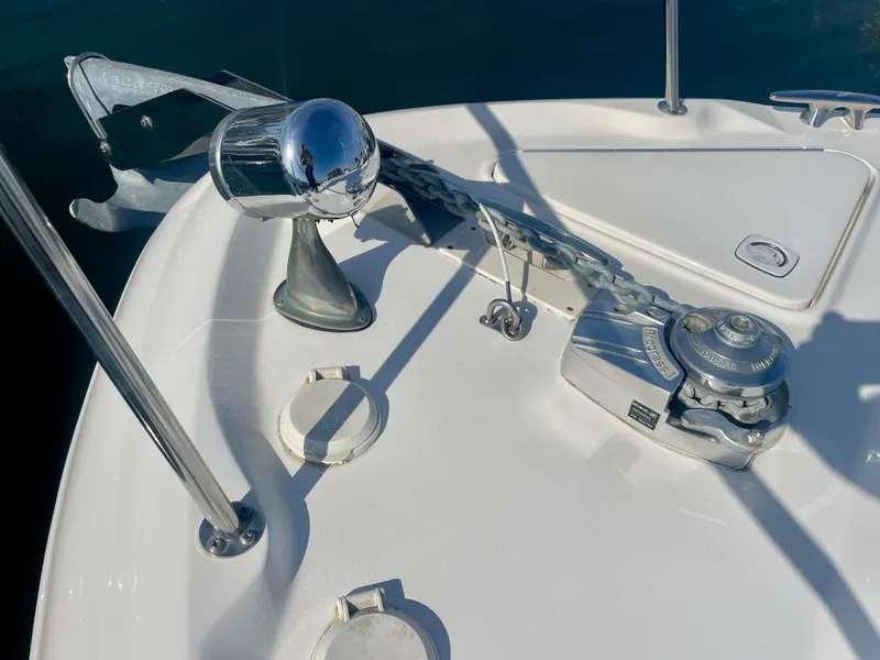 Slide: The Image of Bow of 2001 Sea Ray 340 Sundancer with anchor and winch system. - 44