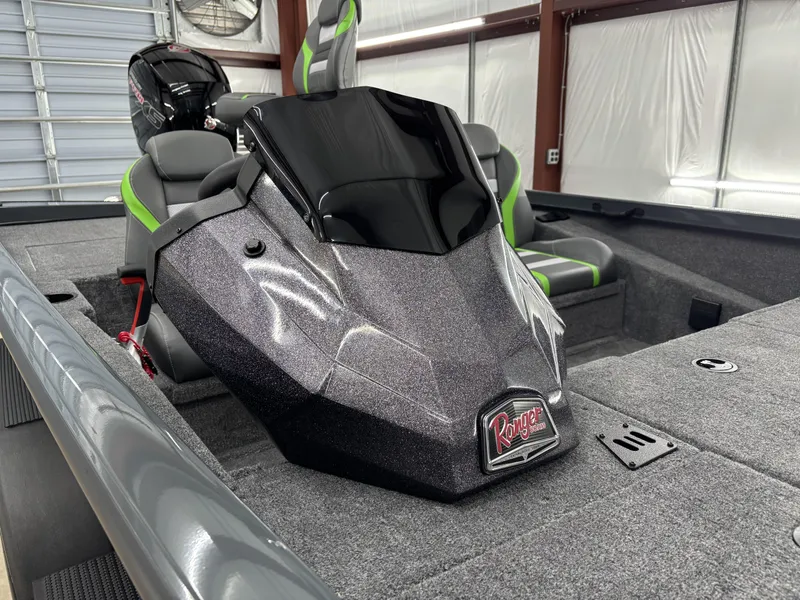 Slide: The Image of 2025 Ranger RT198P boat interior with sleek design and modern seating. - 6