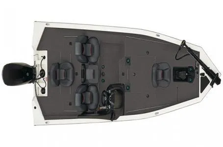 Slide: The Image of 2025 Tracker Pro Team 175 TXW fishing boat, top view, showing seating and deck layout. - 4