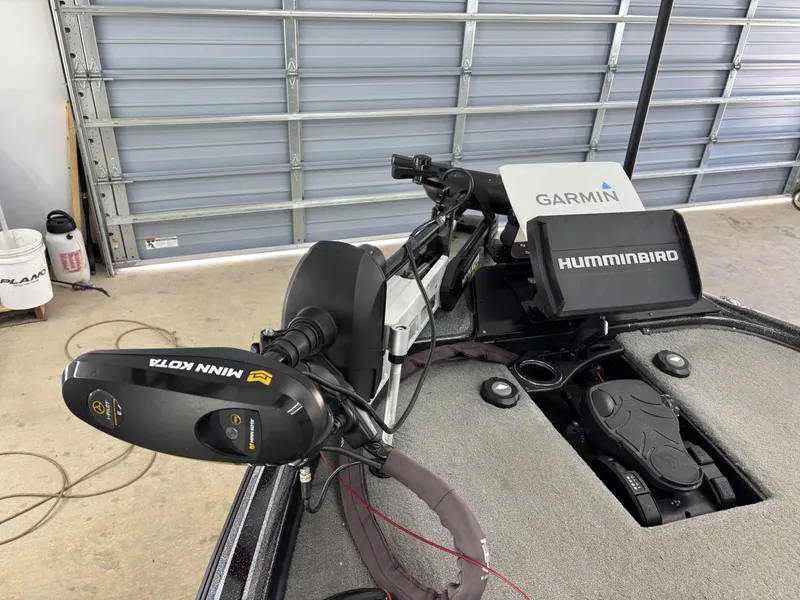 Slide: The Image of Fishing boat electronics setup with Garmin and Humminbird devices on a 2023 Nitro Z20 Pro. - 20