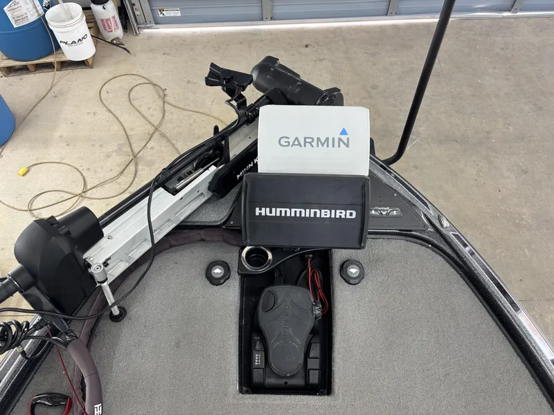 Slide: The Image of Fishing boat setup with Garmin and Humminbird electronics on a 2023 Nitro Z20 Pro. - 8