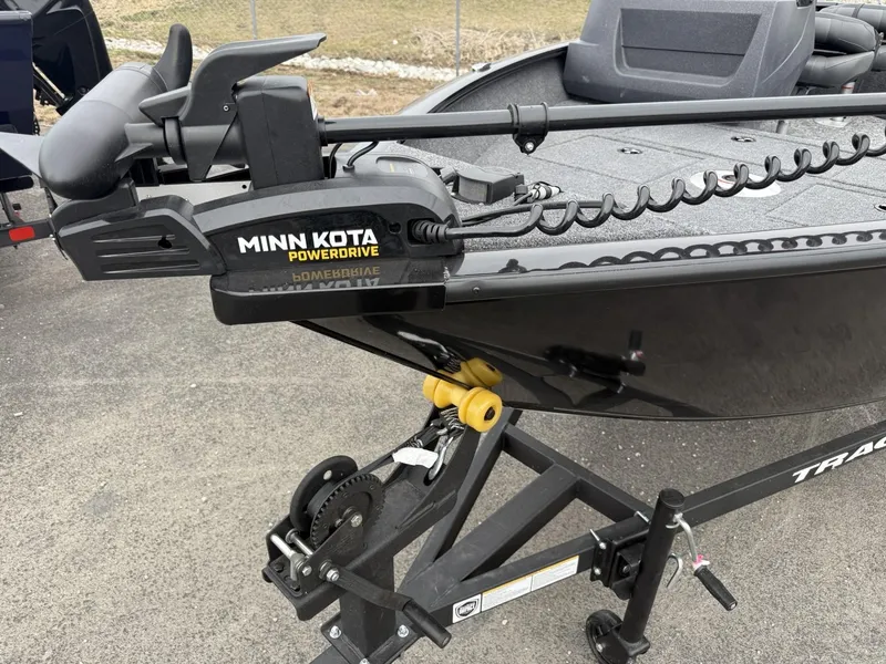 Slide: The Image of 2025 Tracker Pro Guide V-16 SC boat with Minn Kota PowerDrive trolling motor. - 8
