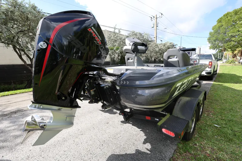 Slide: The Image of 2022 Nitro Z20 Pro boat with powerful outboard motor on trailer. - 8