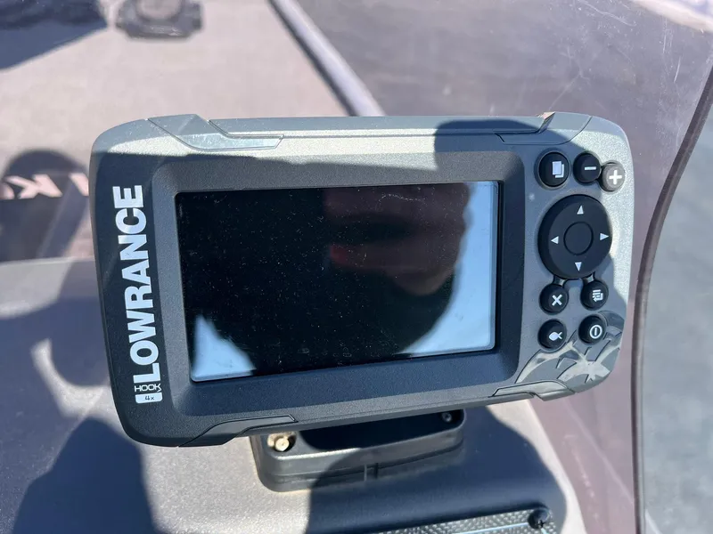 Slide: The Image of Lowrance fish finder on 2020 Tracker Bass Tracker Classic XL boat dashboard. - 13