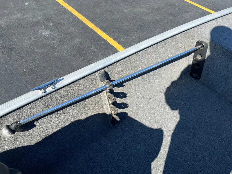 Slide: The Image of 2020 Tracker Bass Tracker Classic XL boat interior with rod holder and cleat. - 22