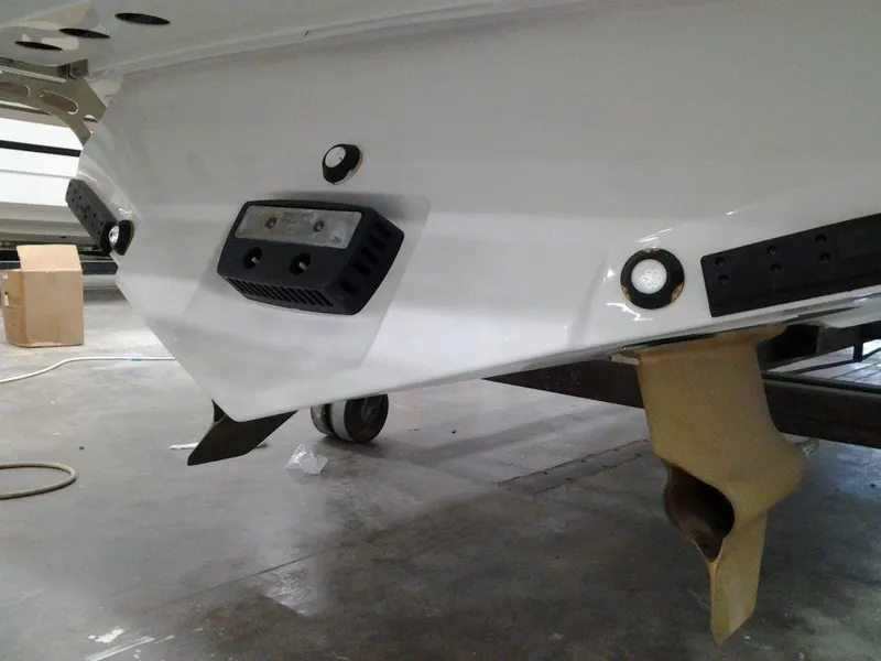 Slide: The Image of 2017 Formula 40 Performance Cruiser hull with underwater lights and propeller detail. - 23