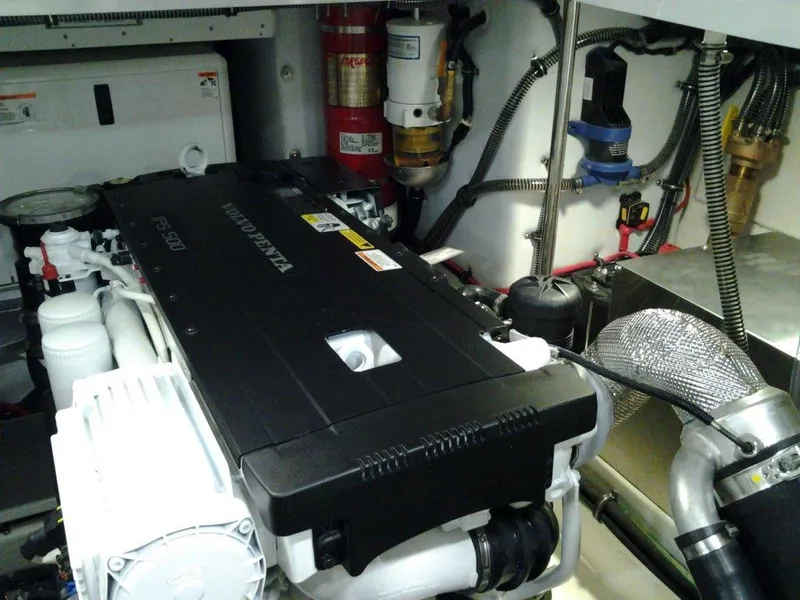 Slide: The Image of Engine room of a 2017 Formula 40 Performance Cruiser, featuring a Volvo Penta engine. - 26