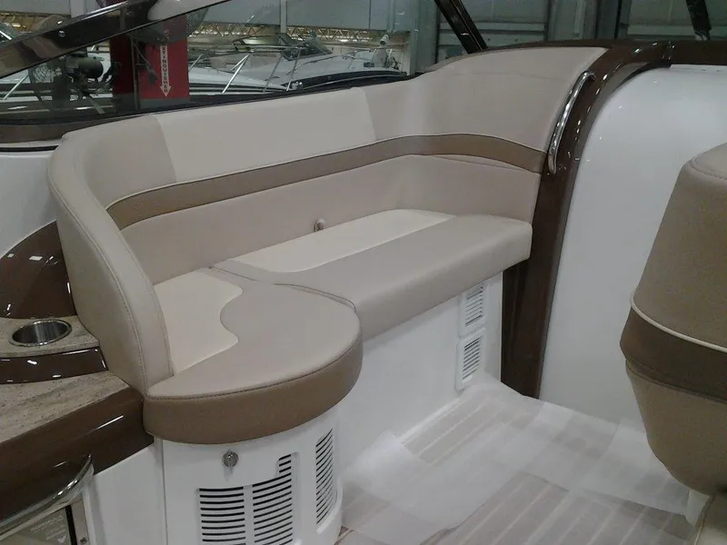 Slide: The Image of 2017 Formula 40 Performance Cruiser interior seating, beige and brown upholstery. - 29