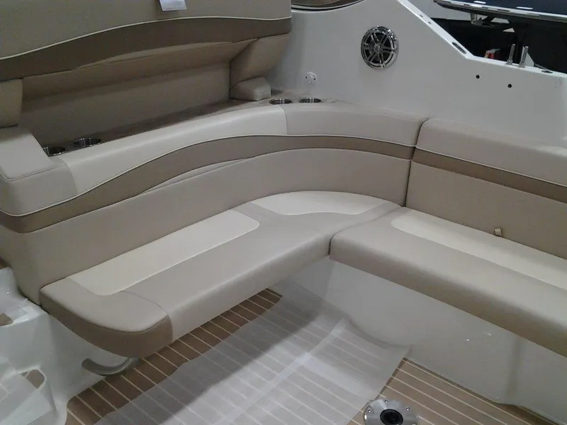 Slide: The Image of 2017 Formula 40 Performance Cruiser interior seating with beige upholstery and modern design. - 33