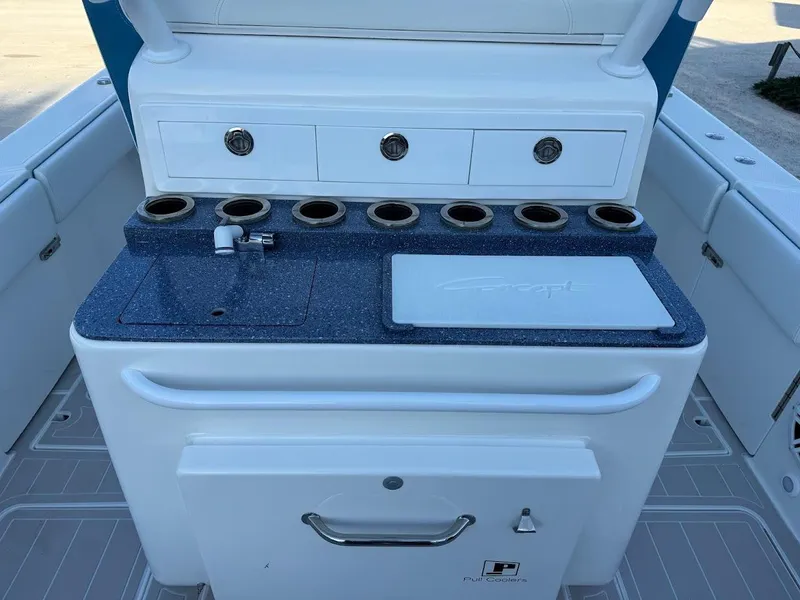 Slide: The Image of Boat kitchen area with sink and storage, Concept 392 Family Edition 2018 model. - 31