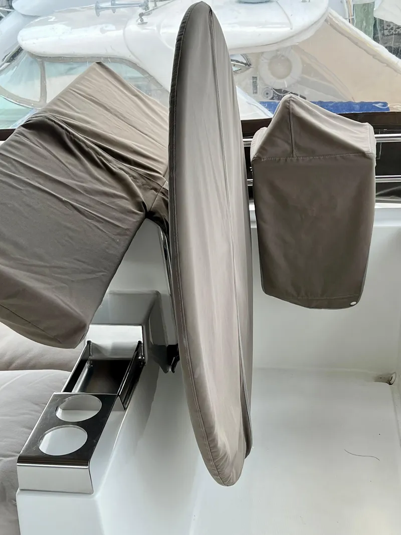 Slide: The Image of Covered steering wheel and controls on a 2017 Lagoon 620 yacht. - 37