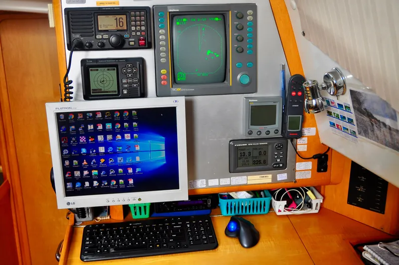 Slide: The Image of Navigation equipment on a 2000 Roger Hill Cruising Cutter sailboat. - 22