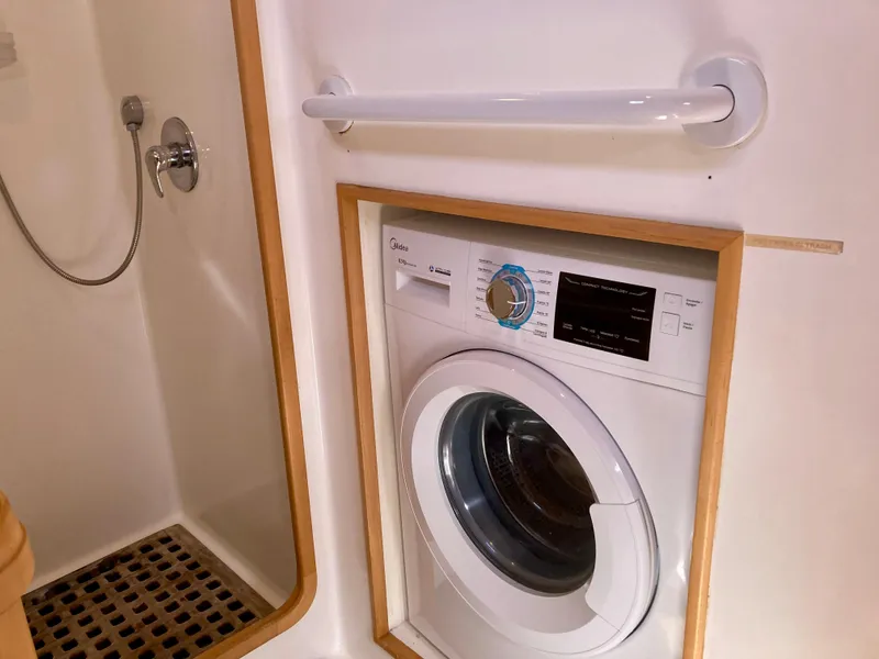 Slide: The Image of Washing machine in a 2000 Roger Hill Cruising Cutter yacht bathroom. - 37