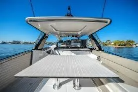 Slide: The Image of 2021 Azimut Verve 47 yacht interior with sleek design and spacious deck. - 21