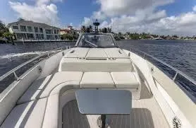 Slide: The Image of 2021 Azimut Verve 47 yacht cruising on a sunny day with luxurious seating. - 24