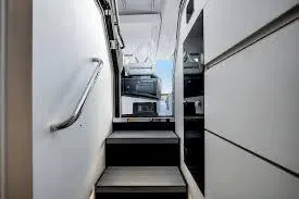 Slide: The Image of Interior stairs of 2021 Azimut Verve 47 yacht, featuring sleek modern design. - 26