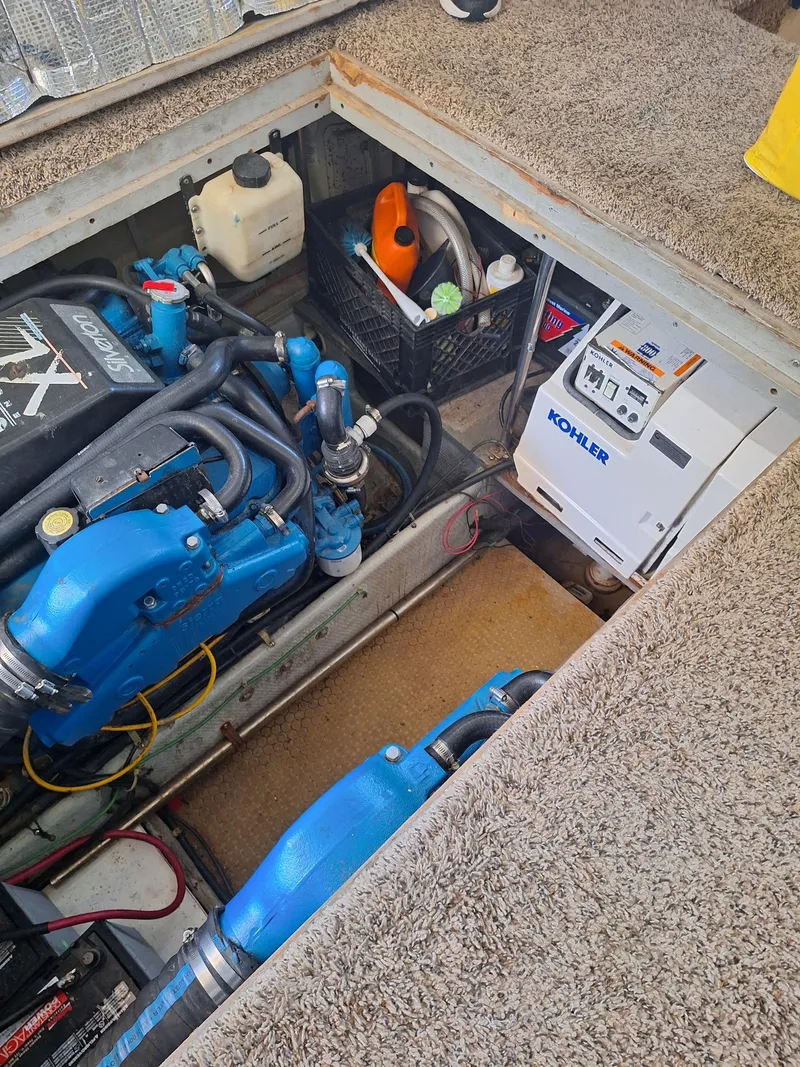 Slide: The Image of Engine compartment of a 1992 Silverton 34 Convertible boat with Kohler generator. - 17