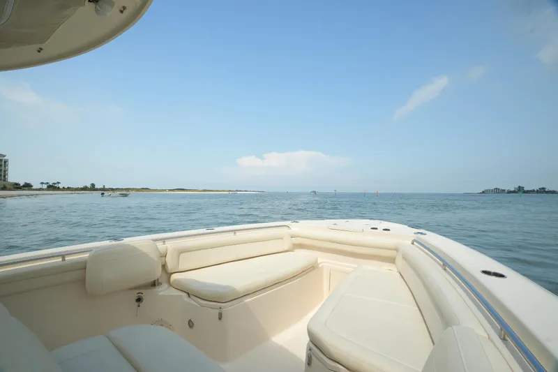 Slide: The Image of 2019 Grady-White Canyon 336 boat interior with ocean view. - 26