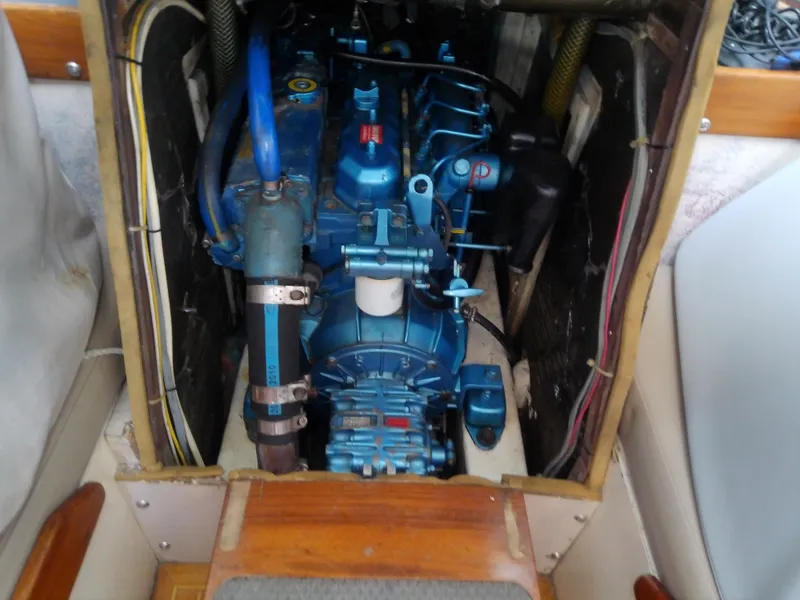Slide: The Image of Engine compartment of a 1971 Morgan 40 Cruising Ketch sailboat. - 32