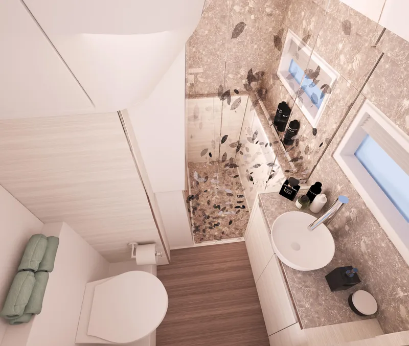 Slide: The Image of Modern bathroom in 2025 Catana YOT 41 yacht, featuring sleek design and elegant fixtures. - 17