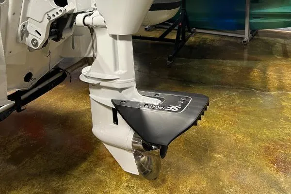 Slide: The Image of 2023 Highfield Sport 330 boat motor with SE Sport hydrofoil on display. - 10