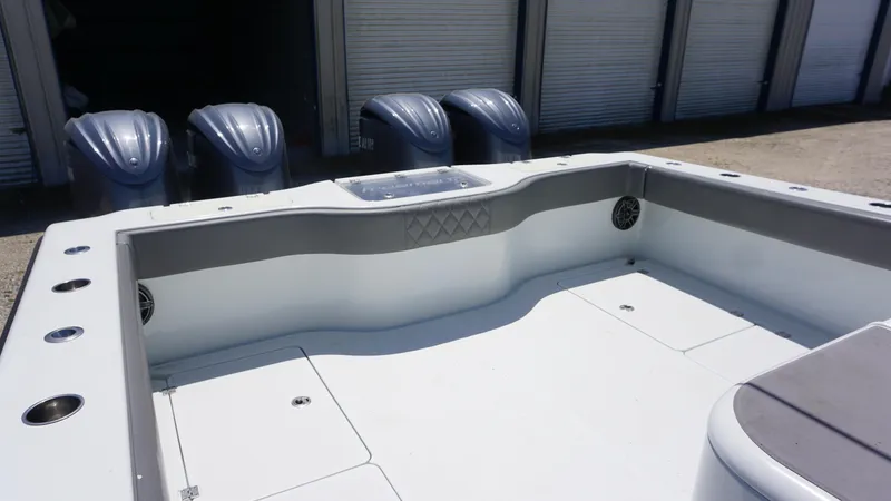 Slide: The Image of Freeman 37 VH 2020 boat interior with storage compartments and rod holders. - 31