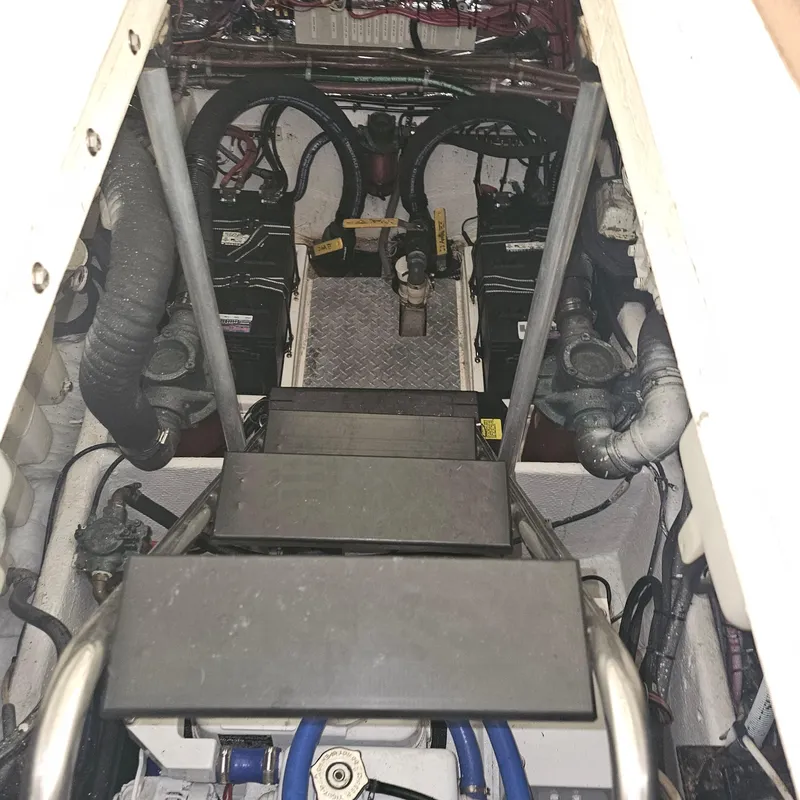 Slide: The Image of Engine room of 1994 Blackfin 33 Combi boat, showing machinery and components. - 40